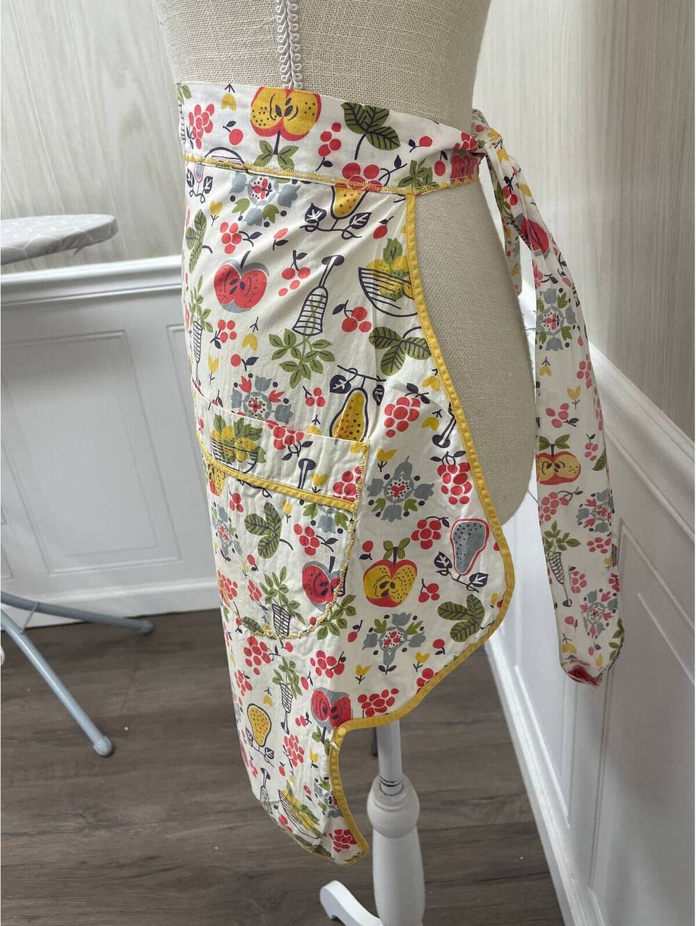 Vintage bright colored fruit handmade half apron
